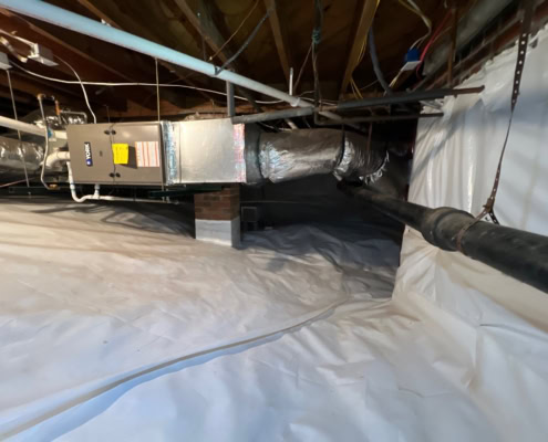 vapor barrier in crawlspace under Chapel Hill home
