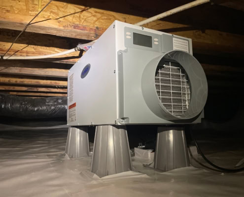 AprilAire dehumidifier installed in Raleigh for a crawl space encapsulation